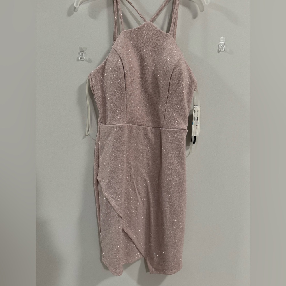 Sequin Hearts Blush Pink Sparkle Midi Dress